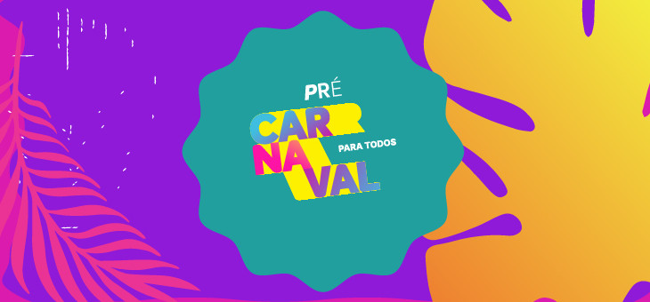 Frase: Pré-Carnaval para Todos em fundo colorido